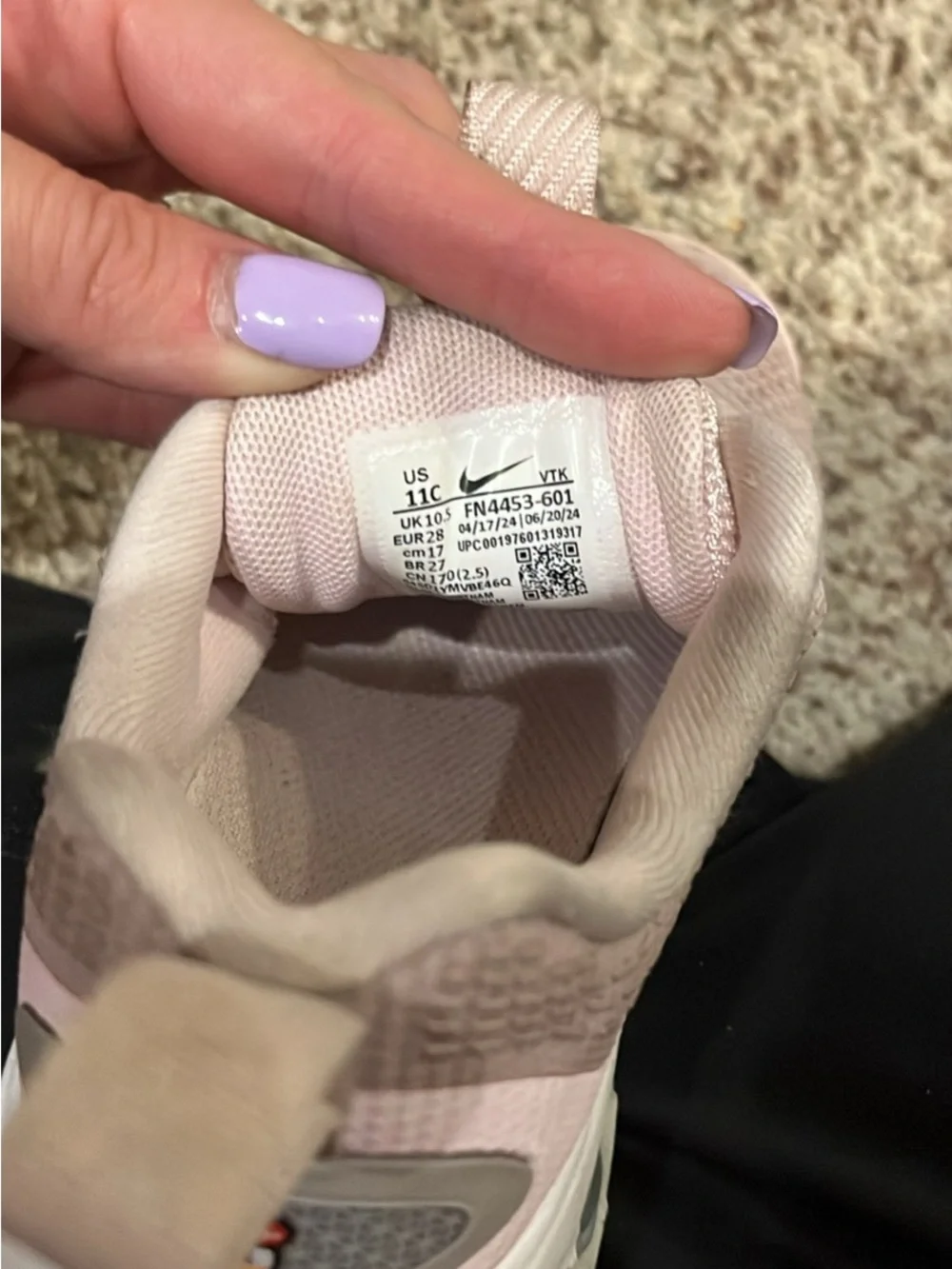 Nike girls Pink Mesh Sneakers size 11c